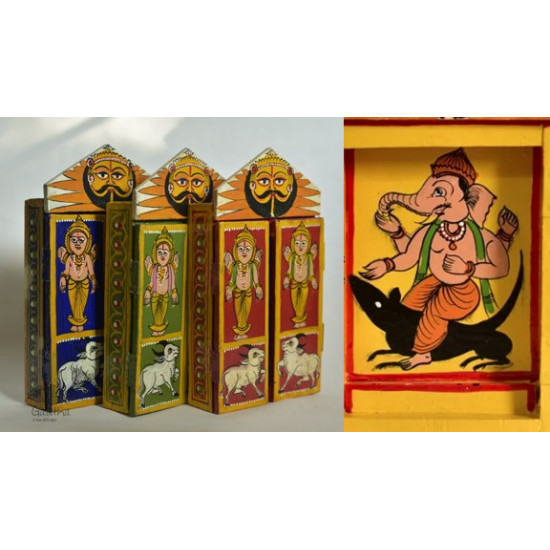 कथनिक ☀ Kaavad a Wooden Shrine - Ganesh &  Mushak { Single piece } ~ 7